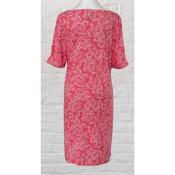 Karen Scott Sport Coral & White Floral Half Sleeve Shirt Shift Dress Sz M Garden - Picture 2 of 7